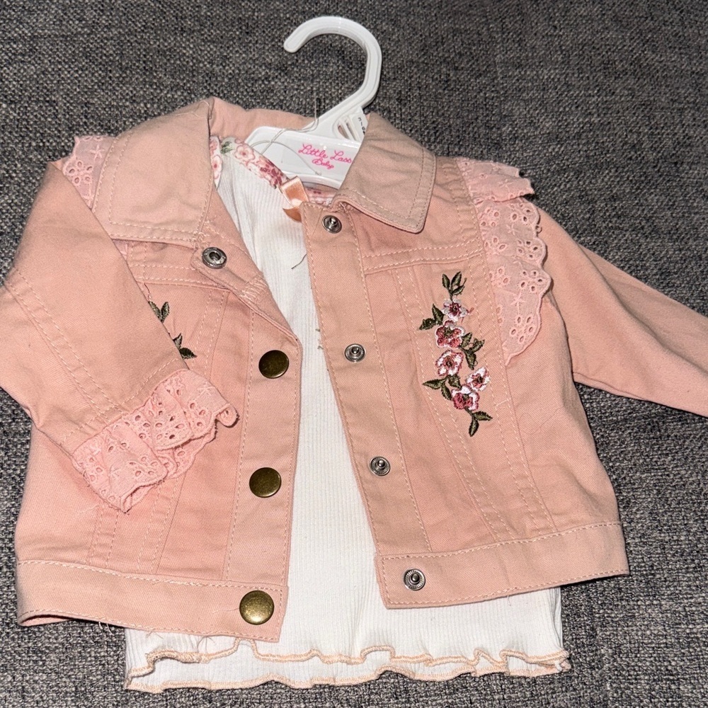 Little lass baby shirt and jacket set girls size 3-6 month nwt